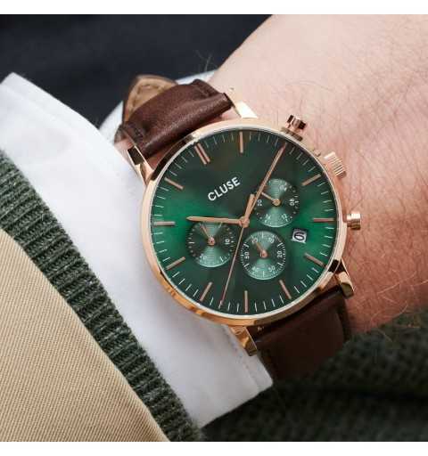 Aravis Chrono Leather Green, Rose Gold Colour