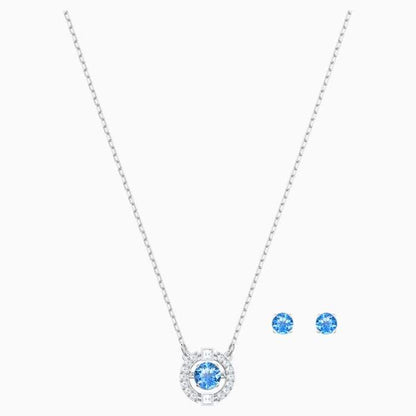 SET SWAROVSKI SPARKLING DANCE ROUND, AZZURRO, PLACCATURA RODIO