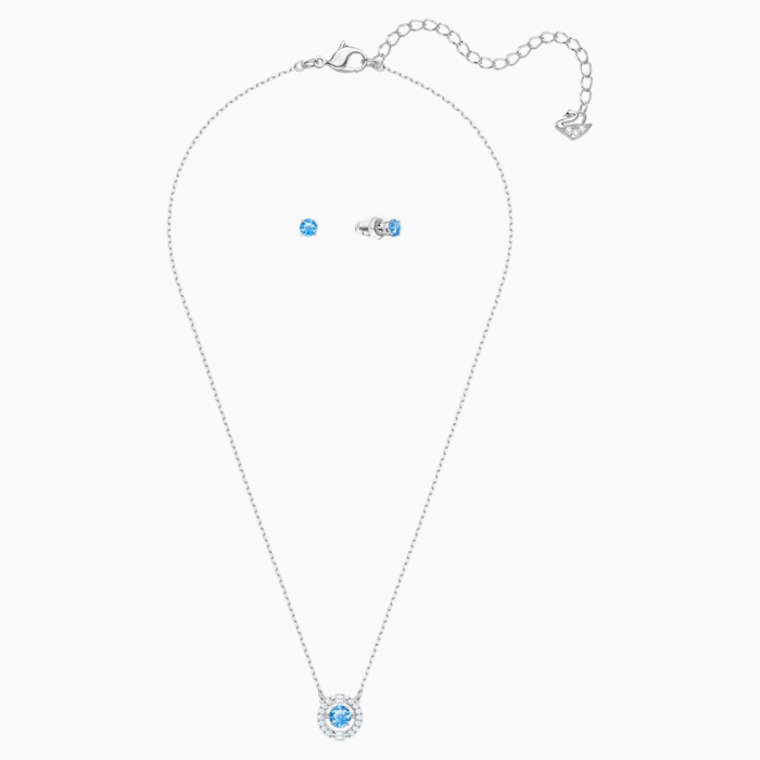 SET SWAROVSKI SPARKLING DANCE ROUND, AZZURRO, PLACCATURA RODIO