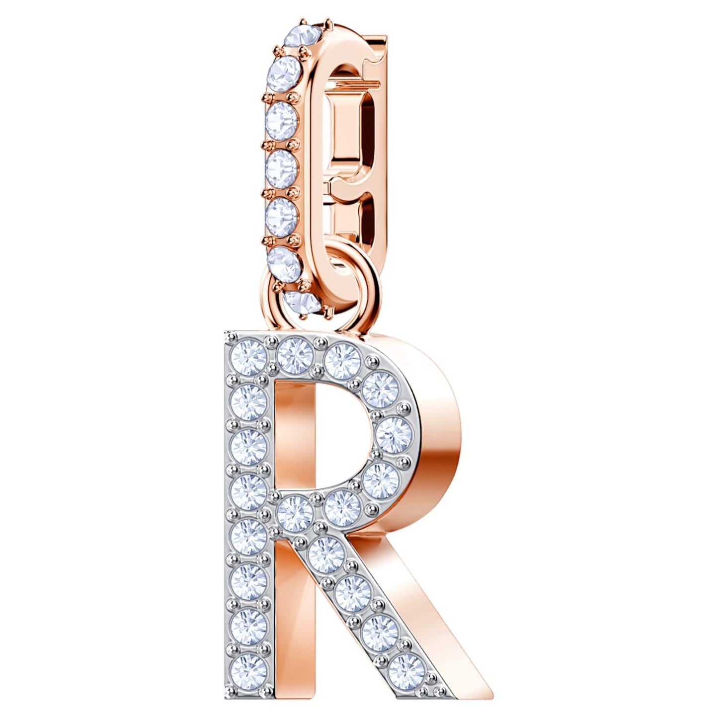 Swarovski Remix Collection Charm R bianco, Placcato oro rosa